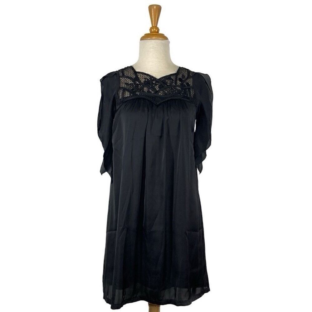 By Deep Los Angeles S Black Satin Dress Lace Goth Y2K Witch Halloween Cosplay